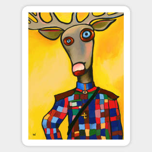 Portrait of my deer friend the general Sticker